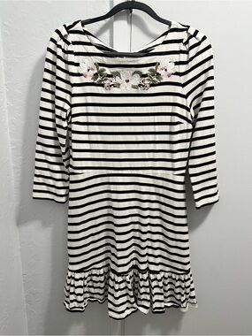 kate spade Black and White Striped Knit Top with Gold Logo